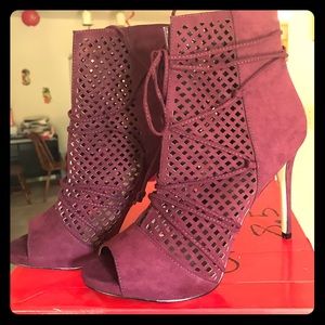 Guess factory wine caged booties heels size 8.5